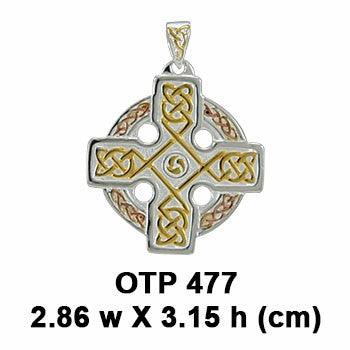 Celtic Knotwork Cross Three Tone Pendant OTP477 - Jewelry